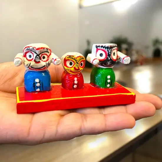 Lord Jagannath Balabhadra Subhadra Idol for Home Decor Car Dashboard Mandir Puja Office Table Showpiece - Gifting Item Navratri Golu Dolls {3}