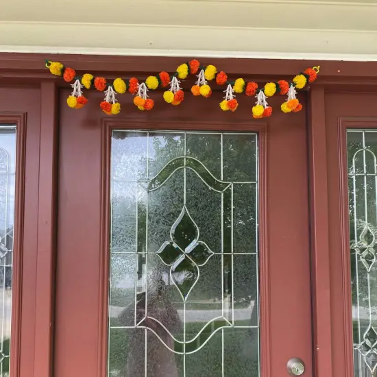 Marigold Tuberrose Door Toran Hanging Valance Festival Marigold Garland Window Indoor Outdoor Decor Bandarwal Pooja Decor Wedding Favor Diwali Decor {5}