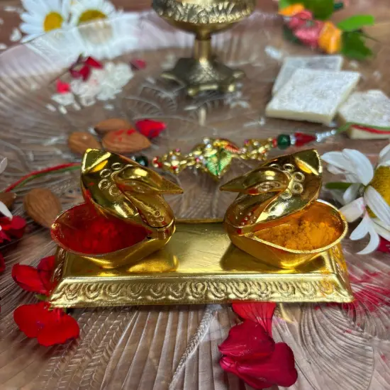 Double Duck Golden Chopra, Pooja Favor, Diwali Gift, Diwali Favor, Deewali Decor, Haldikumkum Plate, Pooja Return Gift, Pooja Item {5}