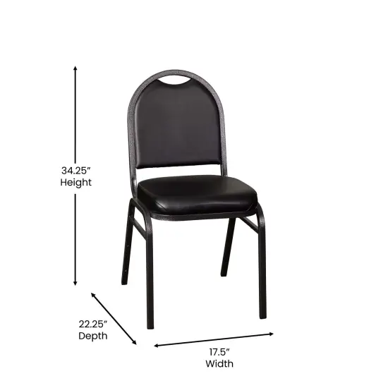 Emma and Oliver Dymoke Versatile Dome Back Stacking Banquet Chair BlackVinyl/Black {11}