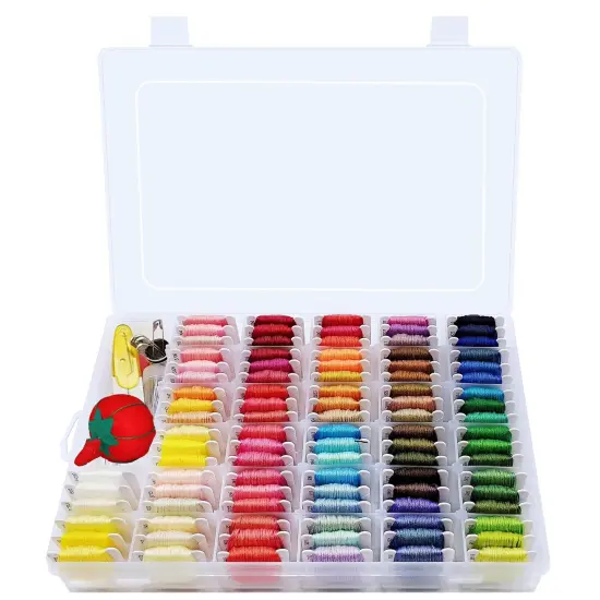 Peirich Embroidery Floss Cross Stitch Supplies, Friendship Bracelets String Kit Embroidery Floss Kit Cross Stitch Kits with Organizer Sewing Boxes Cross Stitch Tools - Gift for Christmas Birthday {1}