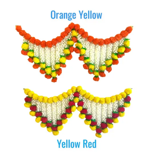 Marigold Jasmine Door Toran Hanging Valance Marygold Garland Mantle Window Decor Bandarwal Puja Diwali Decoration Day of the Dead Dia De Los Muertos Mexican Fiesta Halloween Decor (40 Inch) {6}