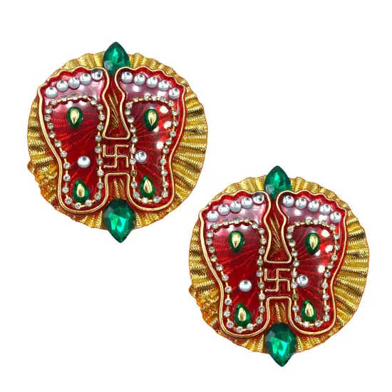 Acrylic Lakshmi Charan Paduka Feet 2 Pairs Laxmi Padhuka Good Luck Footsteps Shubh Labh Rangoli Sticker for Door Entrance Home Temple Diwali Decoration Indian Traditional Vara Lakshmi Pagla {5}