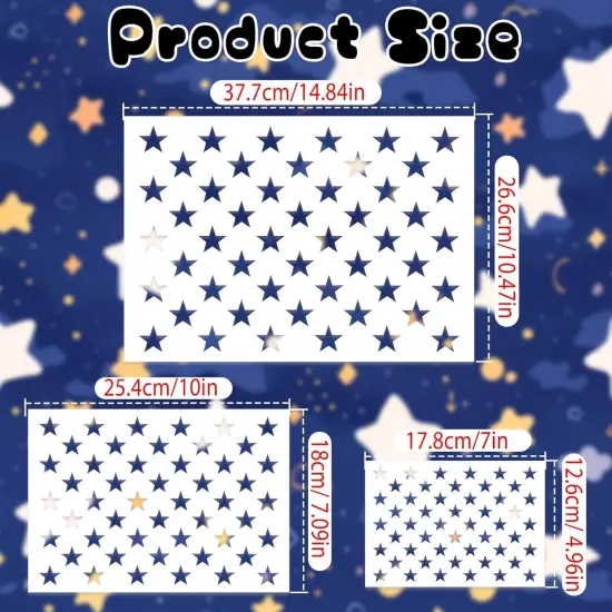 3pcs American Flag Star Stencil (3 Sizes) {2}