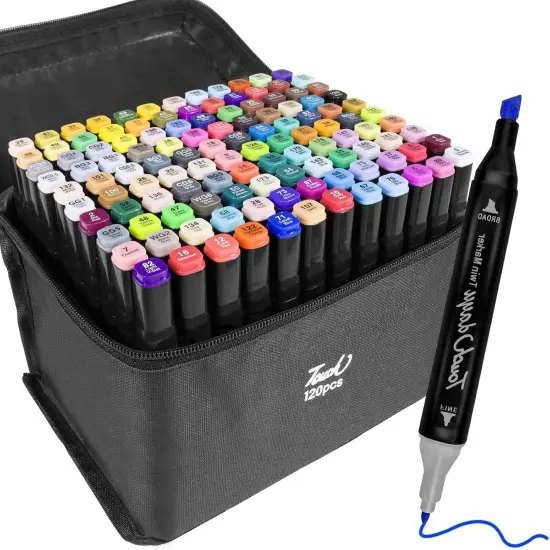 120 Colors Alcohol Markers Set with Base {1}