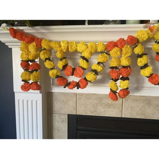 5 Feet Marigold Yellow Orange Door Toran Hanging Valance Festival Garland Indian Wedding Decor Indoor Outdoor Bandarwal Pooja Decor Diwali Decoration {2}