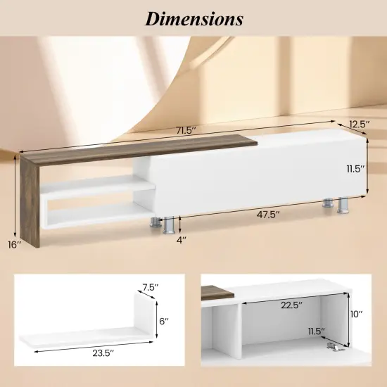 Modern Farmhouse TV Stand for 80&rdquo; TV with Wall-Mounted Shelves and Flip-Down Cabinet Storage {4}