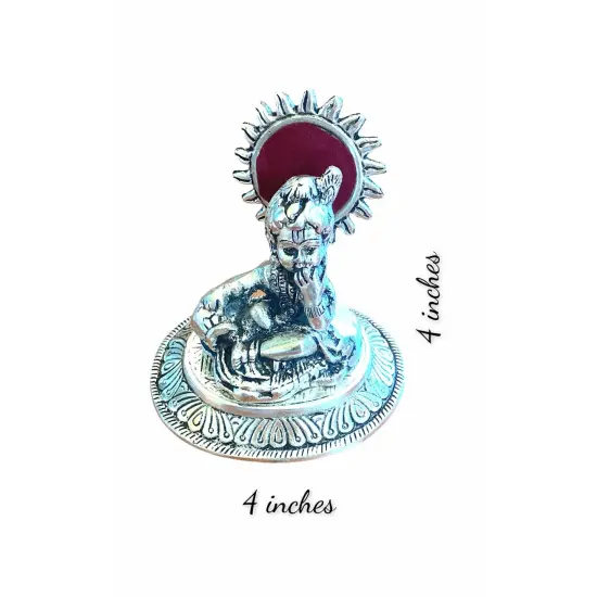 Bal Krishna Statue Metal Lord Krishna Idol Showpiece Krishna with Matki Mandir Temple Pooja Decor Home Office Decoration Housewarming Gift Diwali Decoration {3}