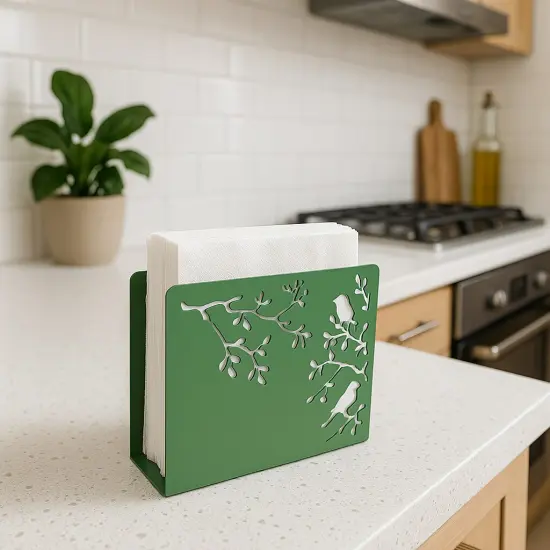 Mango Steam Songbird Tabletop Napkin & Letter Holder for Home, Kitchen, Restaurants Green {2}