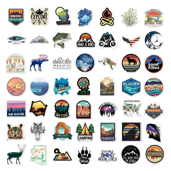 200PCS Camping Stickers - Water Bottles, Outdoor Adventure, Vinyl Waterproof Stickers Packs for Laptop, Travel & Hiking, Bike, Bumper, Suitcase, Luggage, Car, Wilderness, Nature {4}