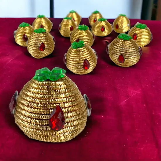 10 Pc Decorative Designer Supari Betelnut for Pooja &ndash; Spiritual Shagun Item, Unique Indian Pooja Supari, Temple Decor, Wedding Favor, Housewarming Gift {3}