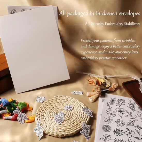 100Pcs Water Soluble Embroidery Stabilizers, Stick and Stitch (Flower, Pack of 2) {4}