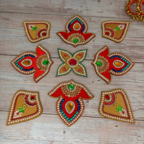 Acrylic Rangoli Set Indian Traditional Handmade Reusable Rangoli Diwali Navratri Christmas Home Decor Floor Table Decoration - Deepawali Wedding Housewarming Gift Pack of 1 (20 Inches) {1}