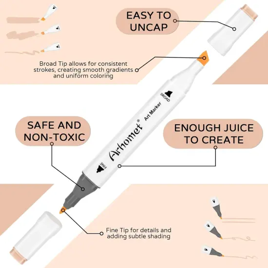 12pcs Skin Tone Alcohol Markers Set {3}