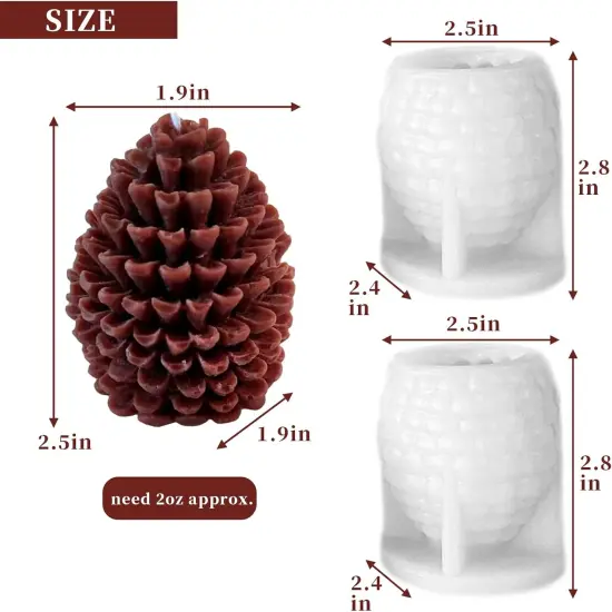 2PCS Pine Cone Silicone Candle Mold {3}