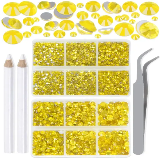 6000 Pieces Citrine Non Hotfix Rhinestones 6 Sizes Round Crystal {1}