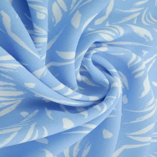 1 Yard 100% Polyester CEY Leaf Print Fabric, 58/59" Wide BLUE POWDER {2}