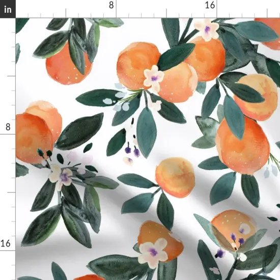 Various Fabrics by the Yard or Fat Quarter Clementine White Oranges Vintage Fruit Citrus Summer Orchard Custom Printed Fabric by Spoonflower {2}