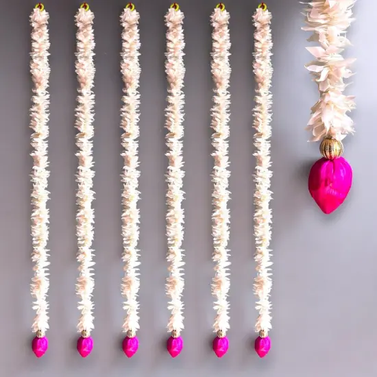 Lotus Buds Jasmines Gajra Artificial Floral Decor Indian Wedding Decor Garland for Decoration Strings with Jasmine Diwali Pooja Backdrop Day of the Dead {1}