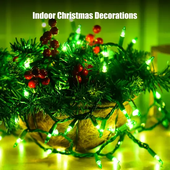 Dirnun Green Christmas Lights St Patricks Day Decorations 100 Count Incandescent Light UL Certified Connectable Christmas Tree Lights for Indoor Outdoor Xmas, Wedding, Party, Home Decorations {4}