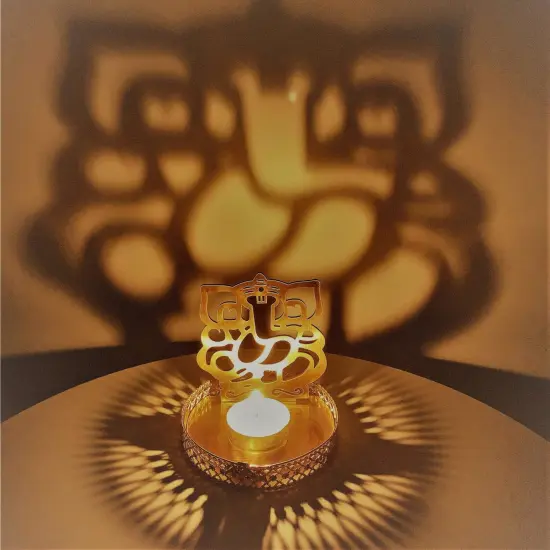 Shadow Ganesha Tealight Candle Holder Festival of Light Decorative T-light Holder for Diwali Christmas Hanukkah Thanksgiving Gift Diya Candle Holder for Centerpiece Dining Table Home Decor {2}
