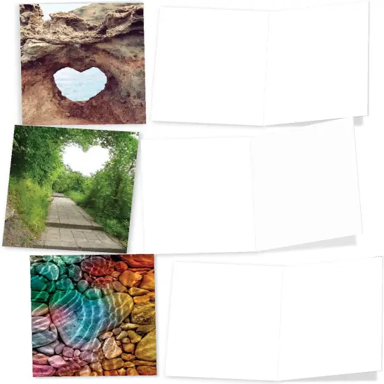 10 Blank Heart Note Cards Boxed (4 x 5.12 Inch) {4}