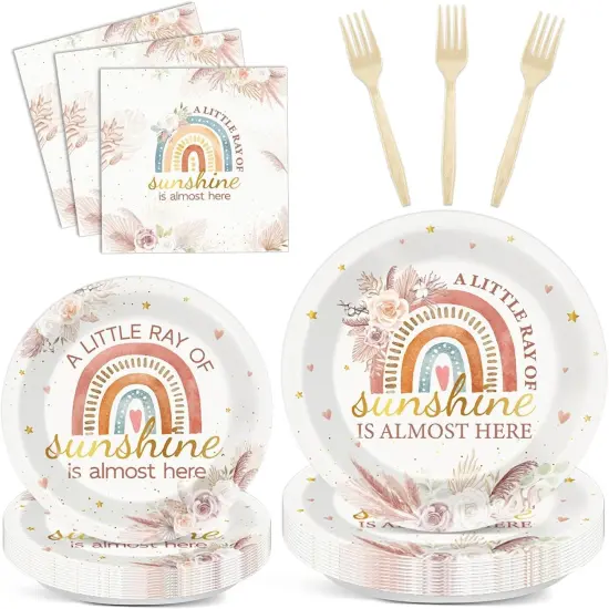 96 Pcs Boho Rainbow Party Decorations {1}