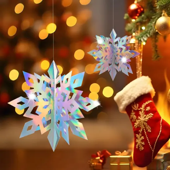 18PCS Christmas Hanging Snowflakes Ornaments Decorations - Iridescent {2}