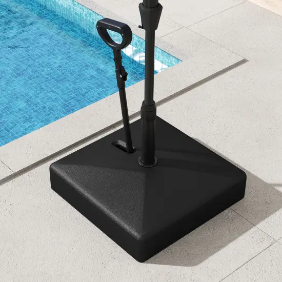 Black Patio Umbrella Base with Retractable Wheels, Adjustable Height and Multi-Adapters {6}