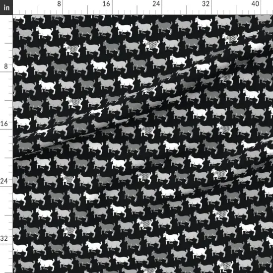 Various Fabrics by the Yard or Fat Quarter Happy Goats Grayscale Goat Horns Farm Animal Herd Grazing Custom Printed Fabric by Spoonflower {1}