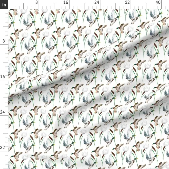 Various Fabrics by the Yard or Fat Quarter Mallards Ducks Cattail Rustic Countryside Waterfowl Lake Cabin Hunting Custom Printed Fabric by Spoonflower {1}