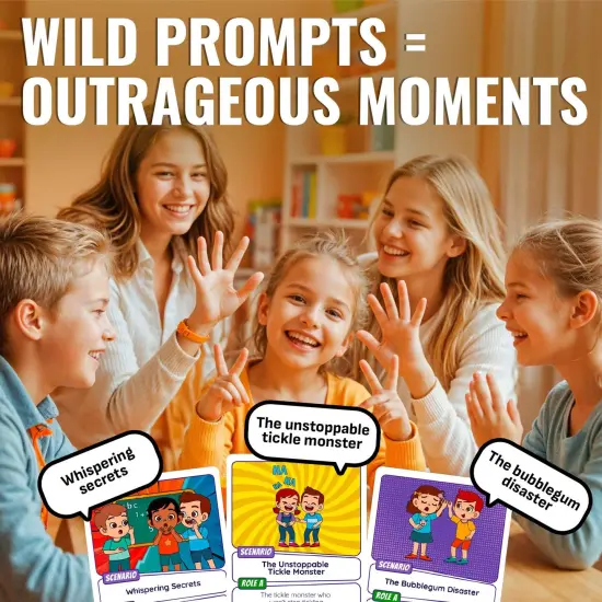 QUOKKA Charades Game for Kids &ndash; Acting & Improv Game with 120 Scenario & Quirk Cards &ndash; Fun Act It Out Theater Games Night | Drama Mayhem Original Pack {6}