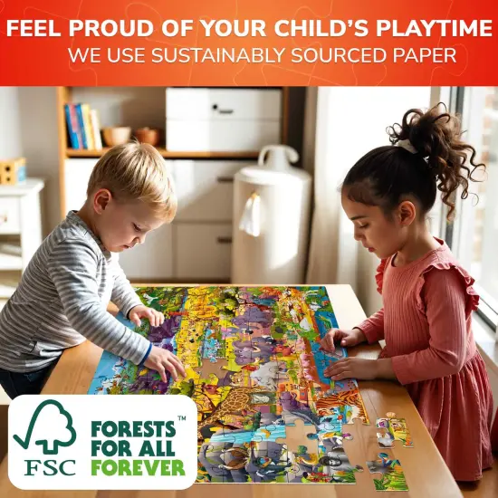 100 Pcs Jigsaw Puzzle for Kids | Safari Animals Learning Game {5}