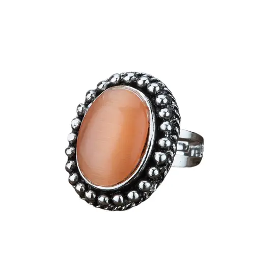 Zodiac Ring with Oxidised Plating Women Rings Open Wrap Finger Rings Adjustable Indian Bollywood Jewelry Antique Vintage Knuckle Boho Jewelry for Women - Gift for Her PEACH {1}