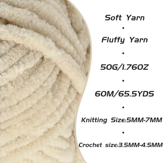 Fluffy Velvet Yarn for Crocheting (Beige) {2}