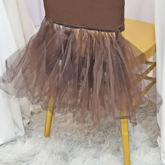 1 Piece Chocolate Luxe Spandex Chiavari Chair Cover with Flowing Ballerina Skirt {4}