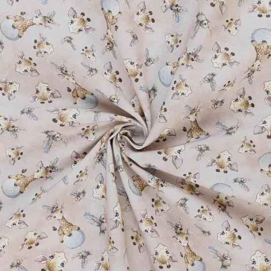 Mook Fabrics Safari Buddies Cotton Fabric [45in. Wide] - By The Yard Giraffe Tan {2}