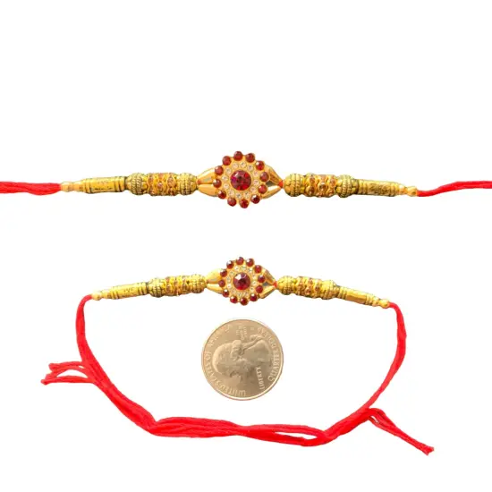 2CT Rakhi for Brother Bhaiya Bhabhi Traditional Handmade Designer Rakhi Set Roli Chawal, Greeting Card Rakshabandhan Rakhi Bracelet Hemper Gift Thread Bracelet {6}