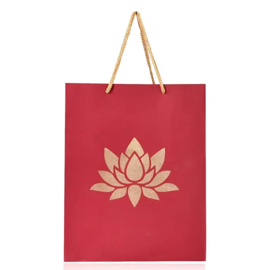 Lotus Paper Carry Bags Indian Gift Bag for Wedding Housewarming Diwali Return Gifts Party Favor Goodie Bags - 8x4x10 Inch {7}