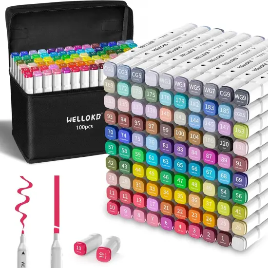 100 Colors Dual Tip Art Markers {1}