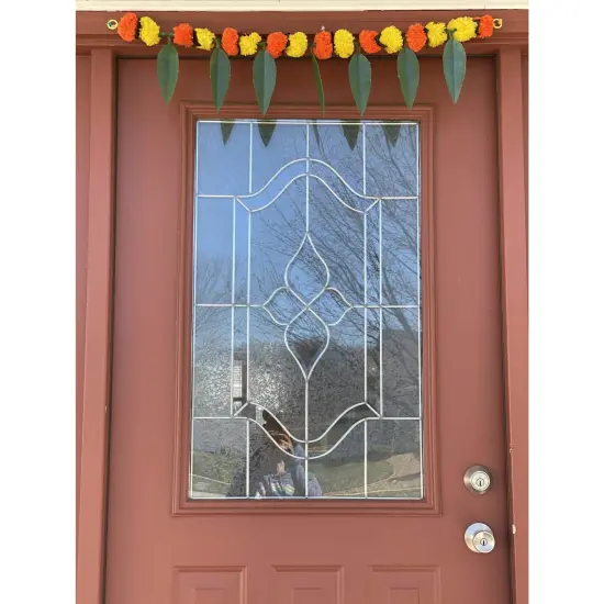 Marigold Mango Leaf Door Toran Hanging Valance Festival Marigold Garland Window Indoor Outdoor Decor Bandarwal Pooja Decor Wedding Favor Diwali Decor {4}