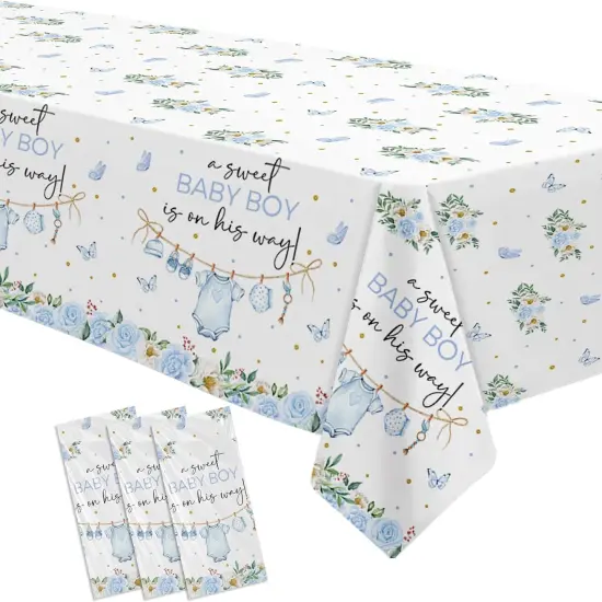 Blue Baby Boy Baby Shower Tablecloth {1}