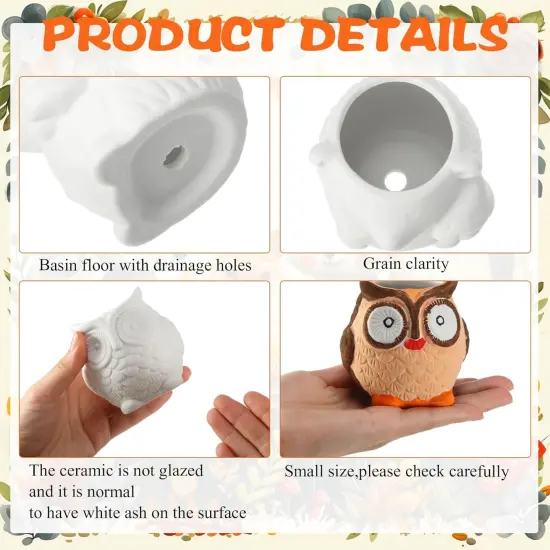 12 Sets DIY Ceramic Animal Succulent Pots Painting Kit {4}