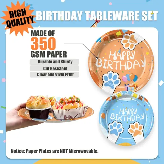 168Pcs Blue Dog Plates and Napkins Kawaii Birthday Decorations,Serve 24 {3}