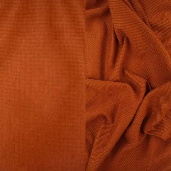 Solid Yummy Thermal Knit Fabric Soft, Stretchy & Textured 58/60" Wide RUST {1}