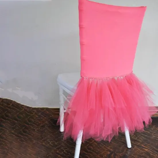 1 Piece Coral Stretch Spandex Chiavari Chair Cover with Elegant Ballet Skirt {3}