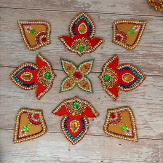 Acrylic Rangoli Set Indian Traditional Handmade Reusable Rangoli Diwali Navratri Christmas Home Decor Floor Table Decoration - Deepawali Wedding Housewarming Gift Pack of 1 (20 Inches) {6}