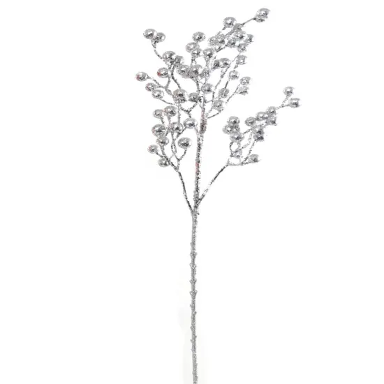 26" Silver Glitter Ball Spray - Set of 2, Sparkling Holiday Accents, Ideal for Christmas Decor & Floral Arrangements - Perfect for Home, Office - 2024 Christmas Collection, Floral Home by Artificial Flowers {1}