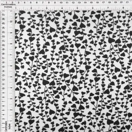 1 Yard Polyester Spandex DTY Knit Fabric, Soft Stretch Heart Print 58/60" Width BLACK {5}