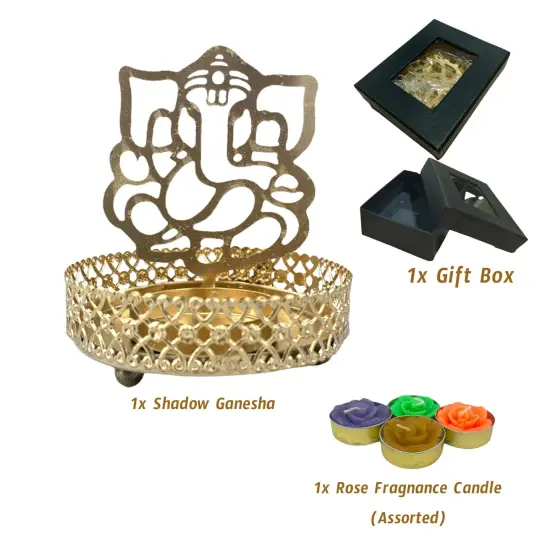 Shadow Ganesha Candle Holder , Housewarming Favor, Diwali Puja Favors, Ganesha Statues, Thamboolam Items, Navaratri Gift, Lord Ganesh, Ganapati {2}
